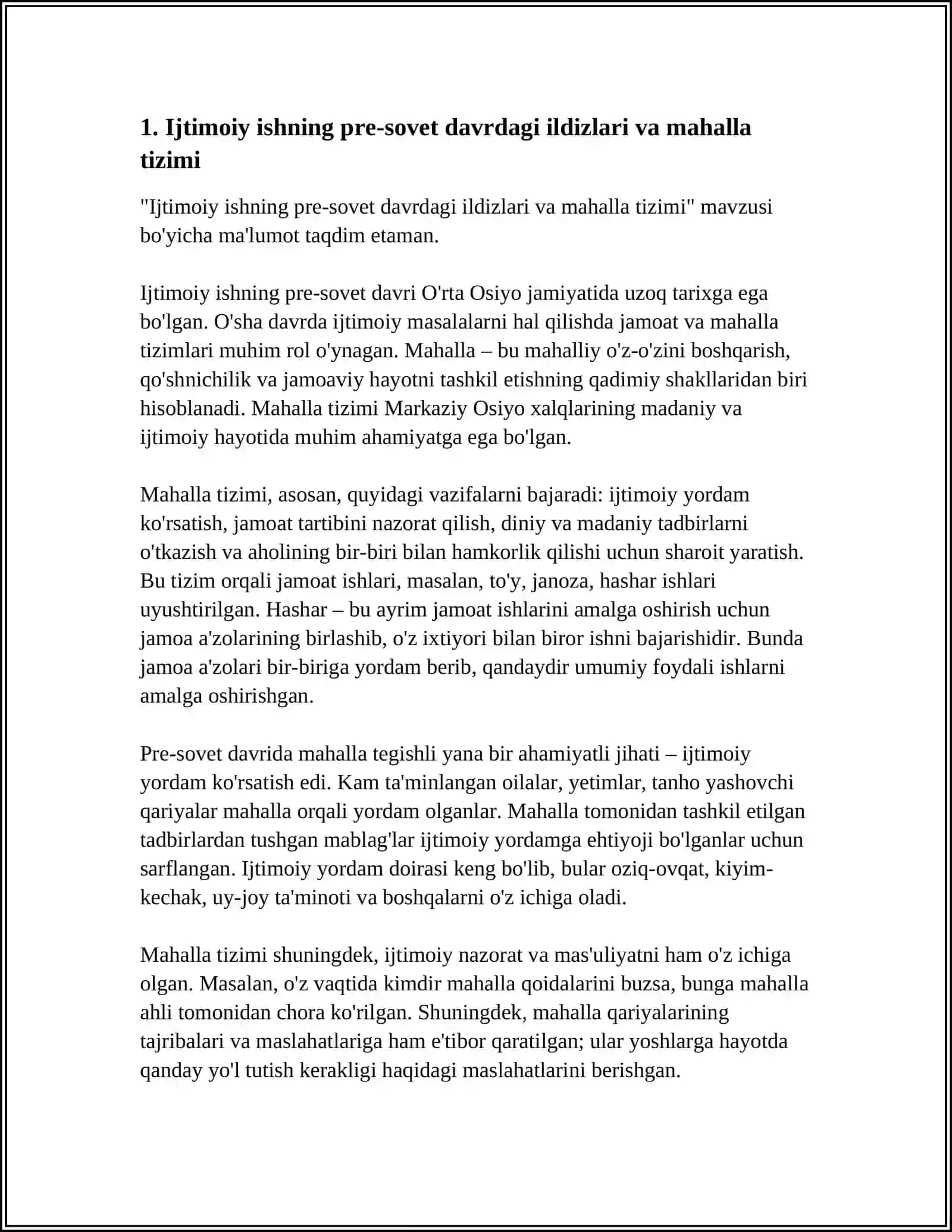 Ijtimoiy ishning pre-sovet davrdagi ildizlari va mahalla tizimi 4