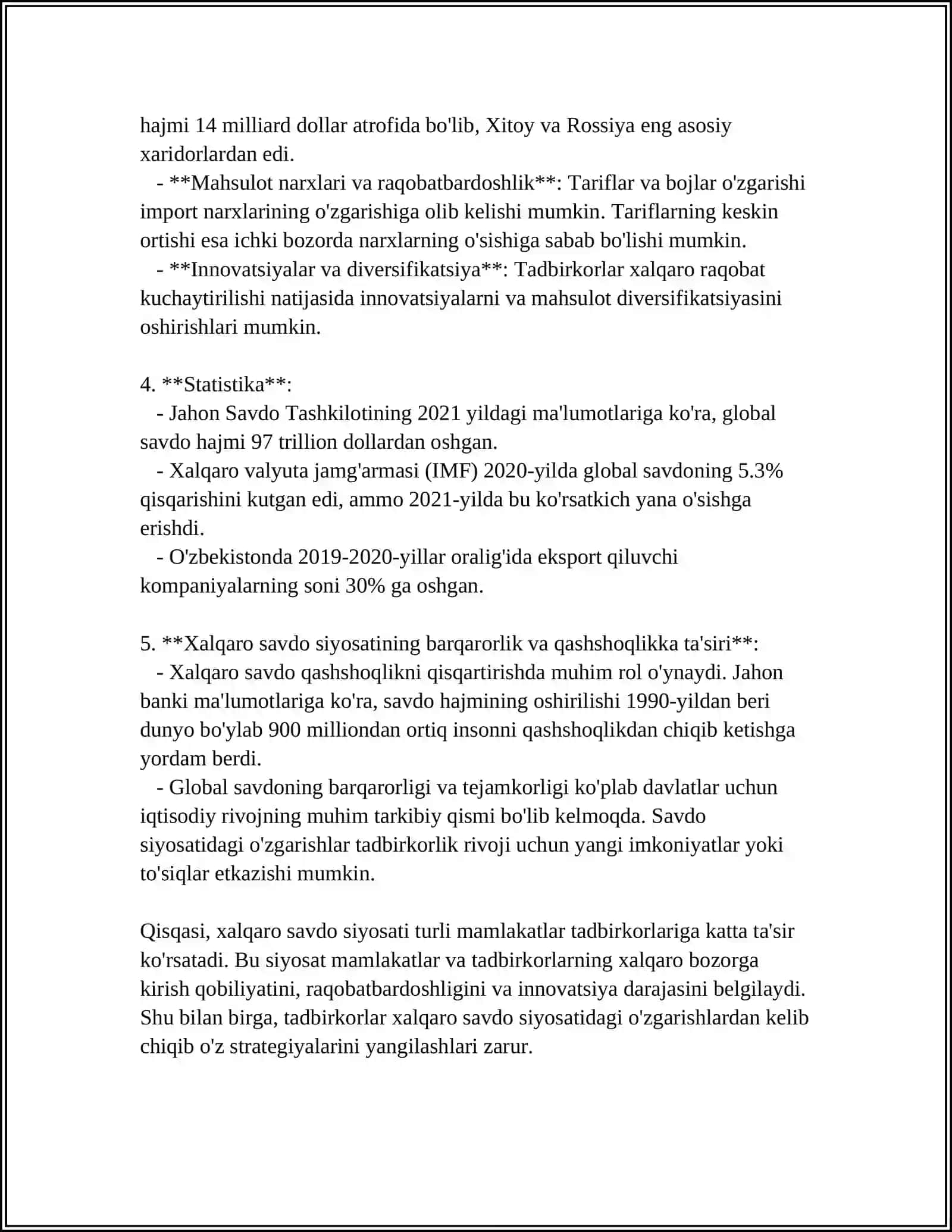 JAHON BOZORLARIDA BIZNES VA TADBIRKORLIKNING RIVOJLANISHI 4