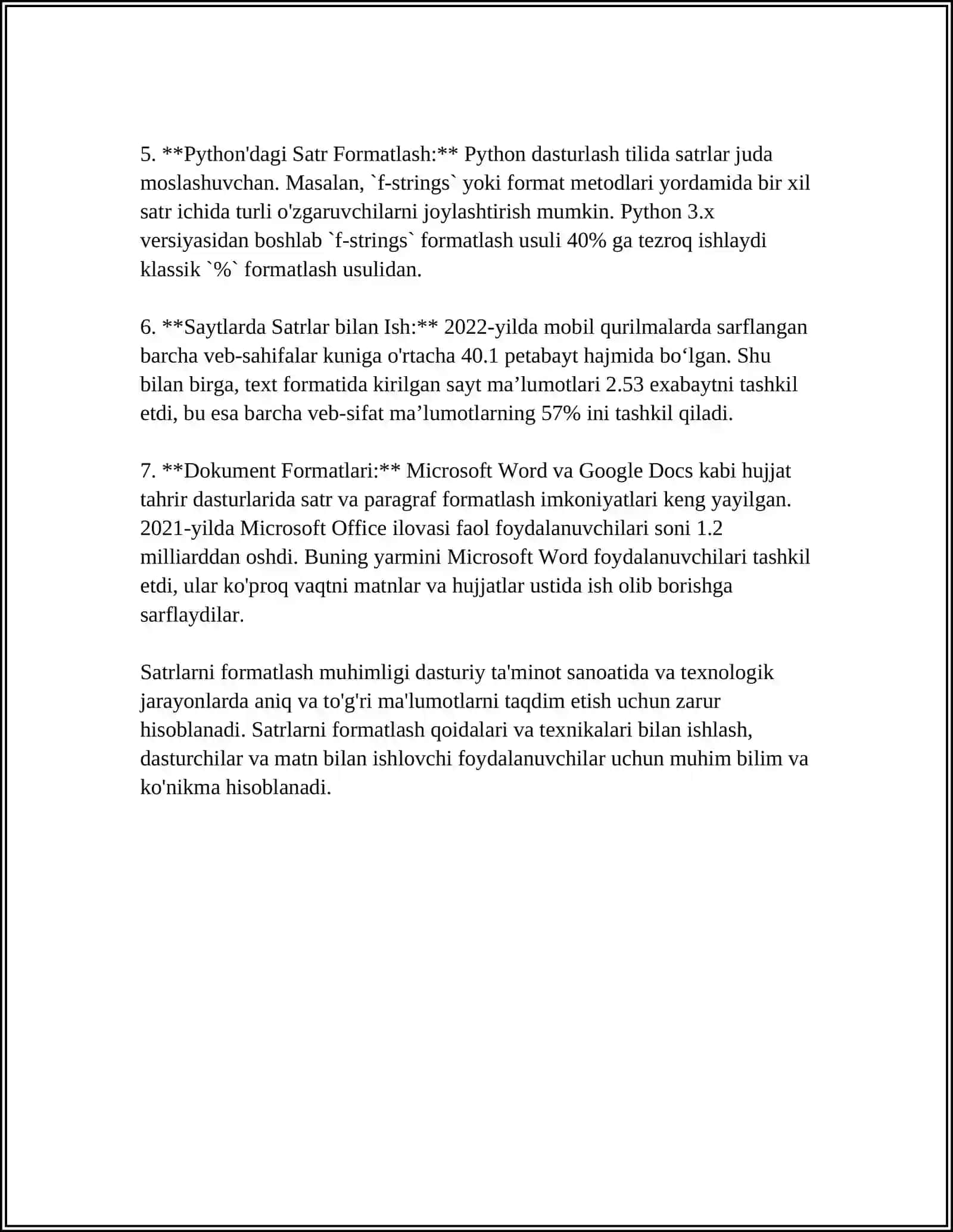 SATRLAR BILAN ISHLASH 4
