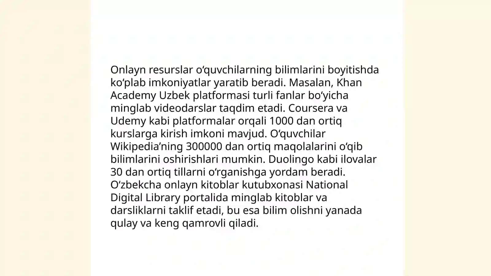 Talimning kompyuter imkoniyatlari orqali rivojlanishi 4