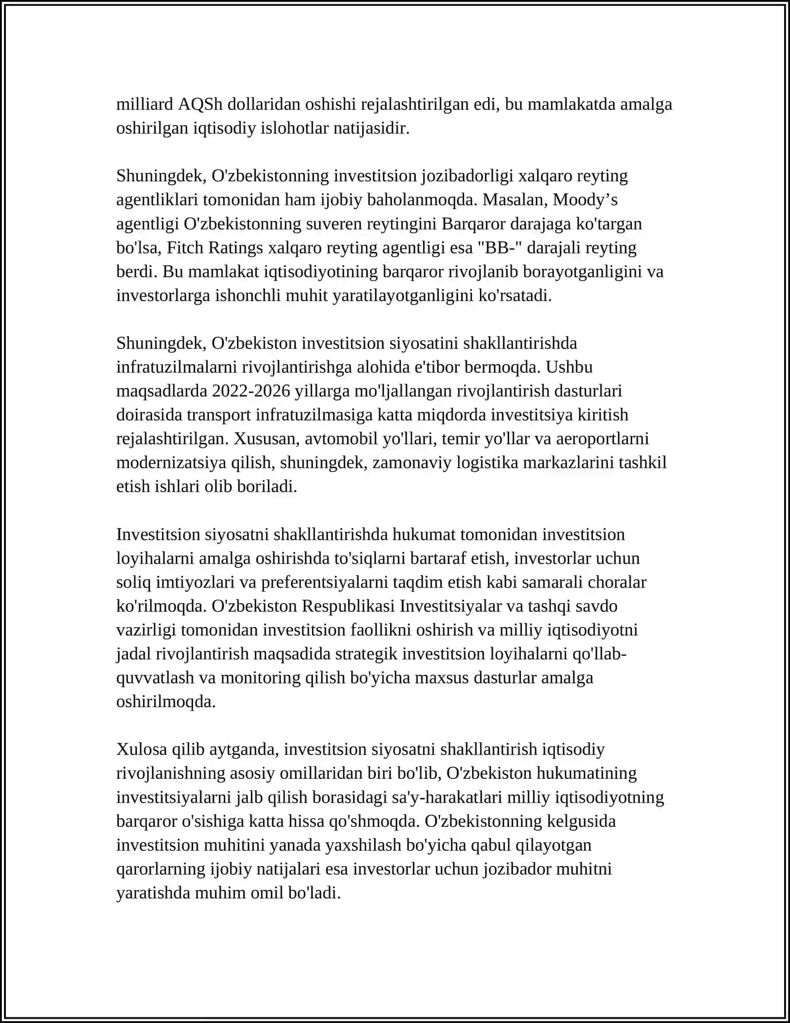 INVESTITSION IQTISODIOTDA MENEJMENT STRATEGIYALARI REFERAT 4