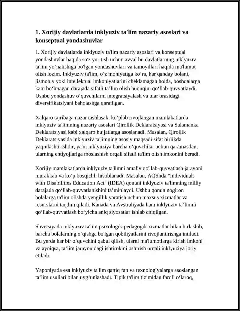 INKLYUZIV TA‘LIMNI XORIJIY DAVLATLARDA NAZARIY VA AMALIY JIHATDAN QO'LLAB-QUVVATLANISHI 4