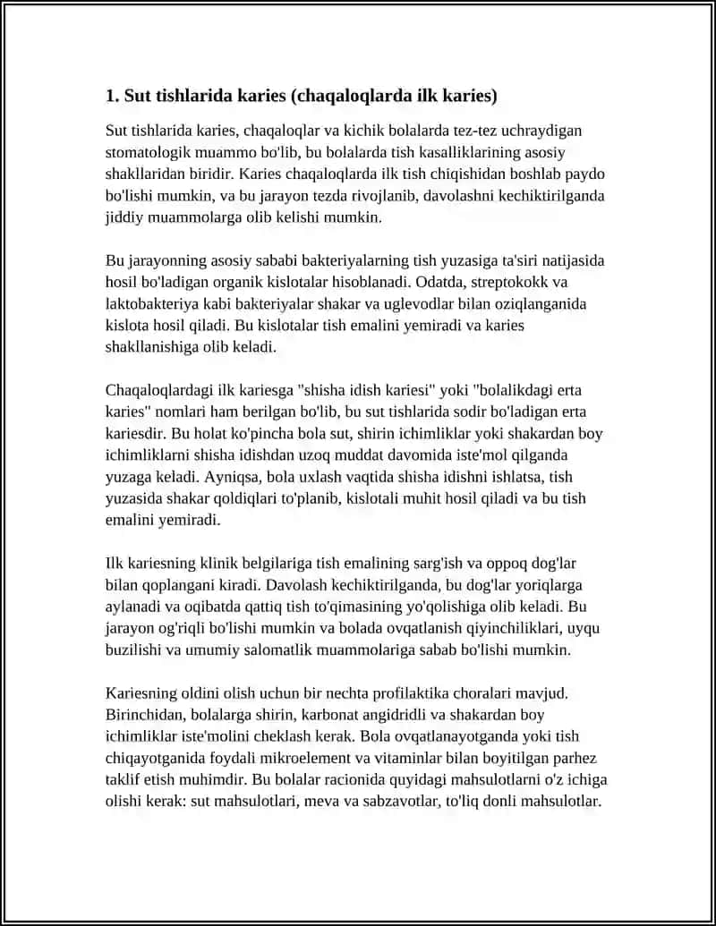 BOLALARDA UCHRAYDIGAN TISH KASALLIKLARI VA ULARNING OLDINI OLISH 4