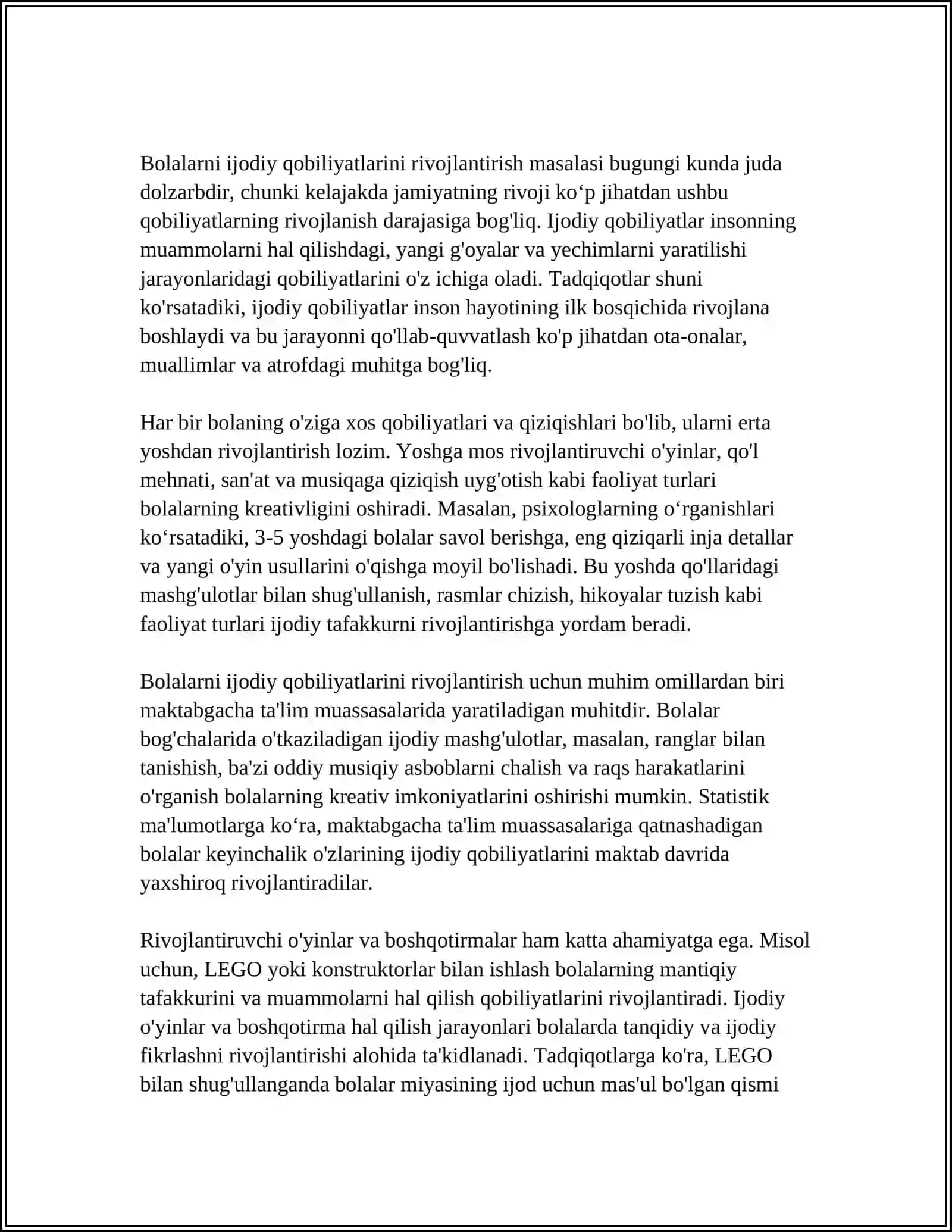 MUSTAQIL ISH Mavzu: MAKTABGACHA TALIN TASHKILOTIDA PAXMOQ TEATR TASHKIL ETISH 4