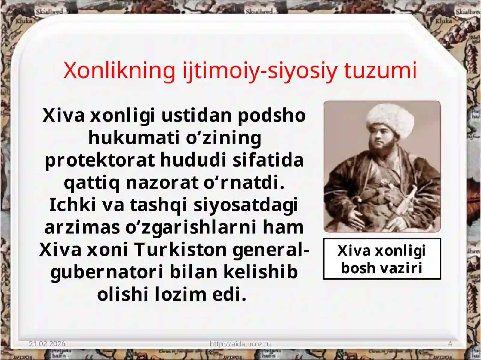 Xiva xonligining davlat tuzumi va ijtimoiy-iqtisodiy ahvoli 4