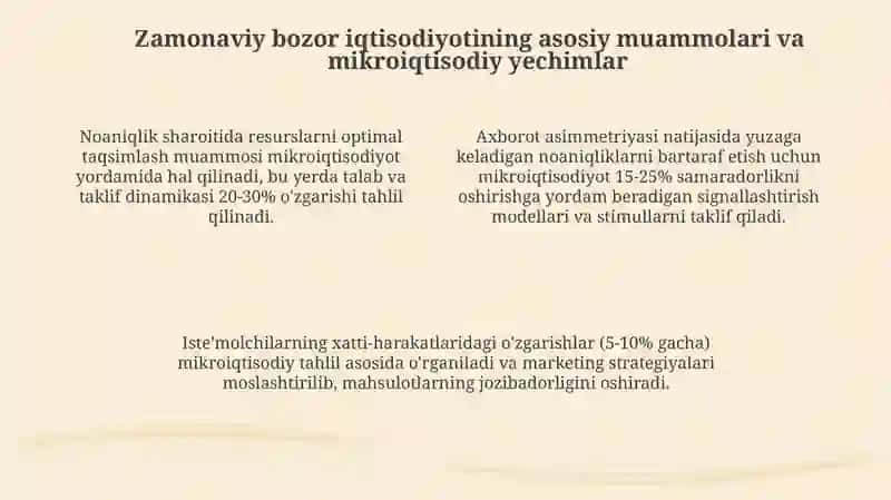 Zamonaviy bozor iqtisodiyoti muammolarini yechishda mikroiqtisodiyot fanining ahamiyti 4