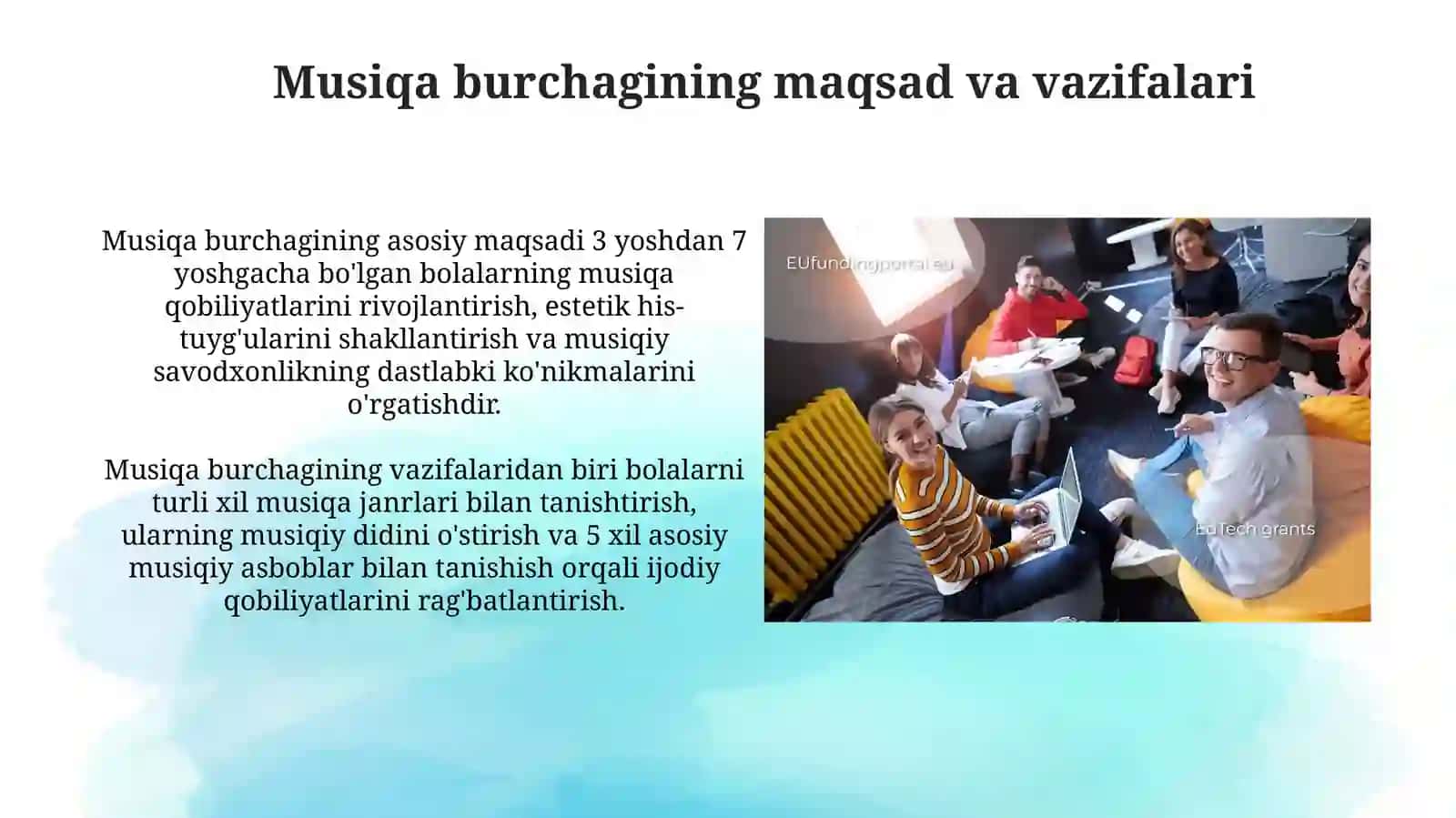 Yosh guruhlari bo'yicha musiqa burchaklarini jihozlash 4