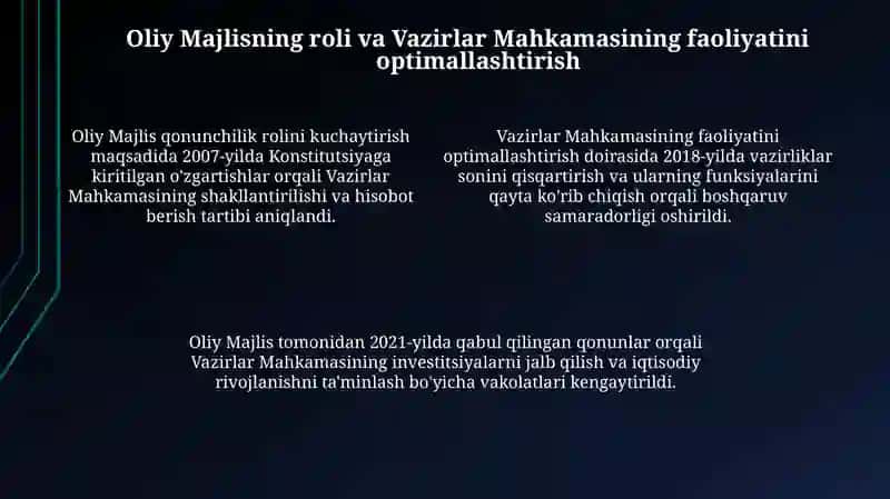 Mustaqillik yillarida davlat boshqaruvi tizimida amalga oshirilgan islohatlar 4