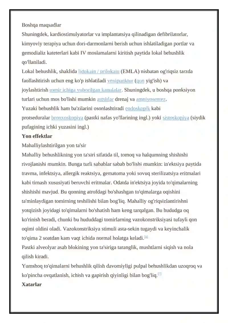 Mahalliy anesteziyada uchraydigan mahalliy asoratlar va ularni davolash prinsiplari 4