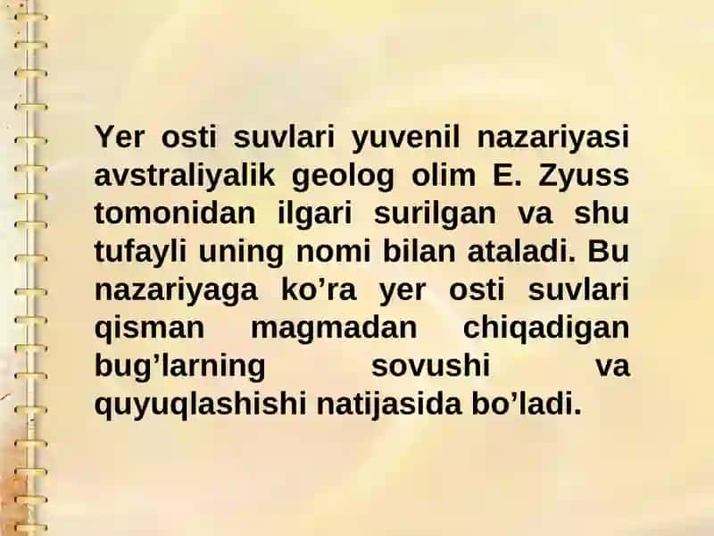 Yer osti suvlarining paydo bo’lishi va tasniflari 4