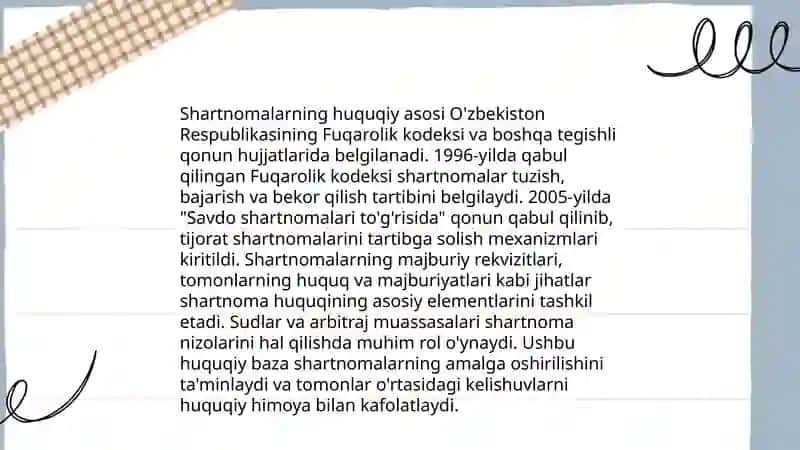Shartnomaning turlari va yozilish tartibi 4