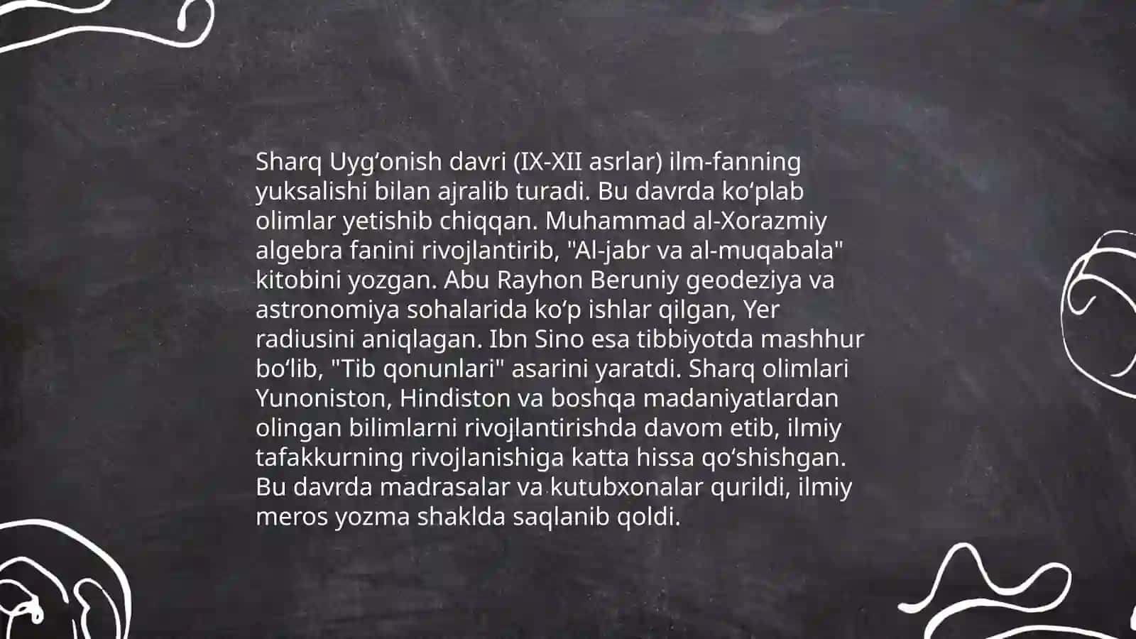 Renessansni roʻy berishi va ilm-fan rivojidagi ulkan harakatlarni amalga oshirish 4