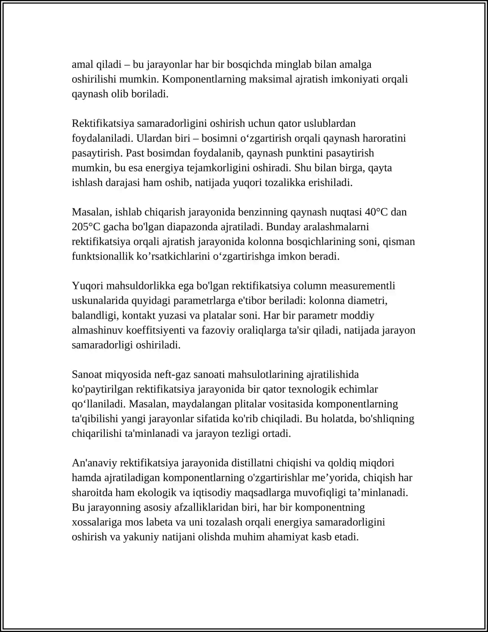 REKTIFIKATSION VA ABSORBSION KALONNALARNING ASOSIY RESURSLARI VA ULARNI XISOBLASH 4