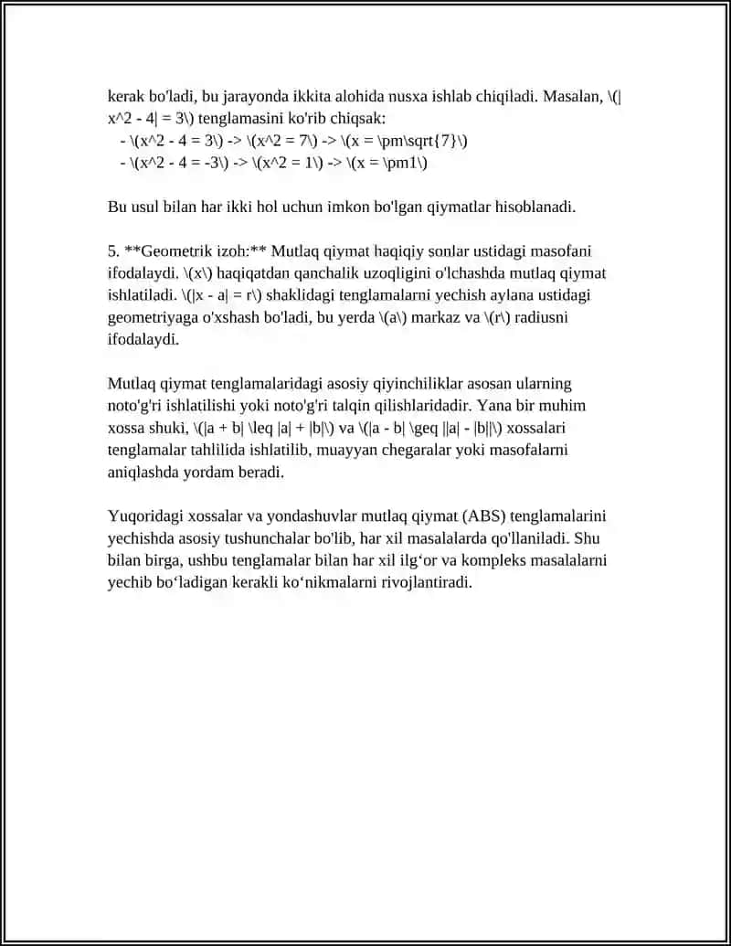 ABS TENGLAMALARI 4