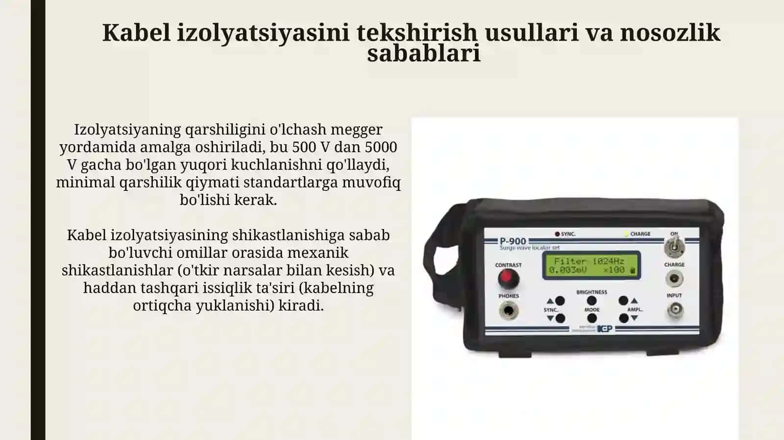 Kabel liniyalarida nosozliklarni aniqlash 4