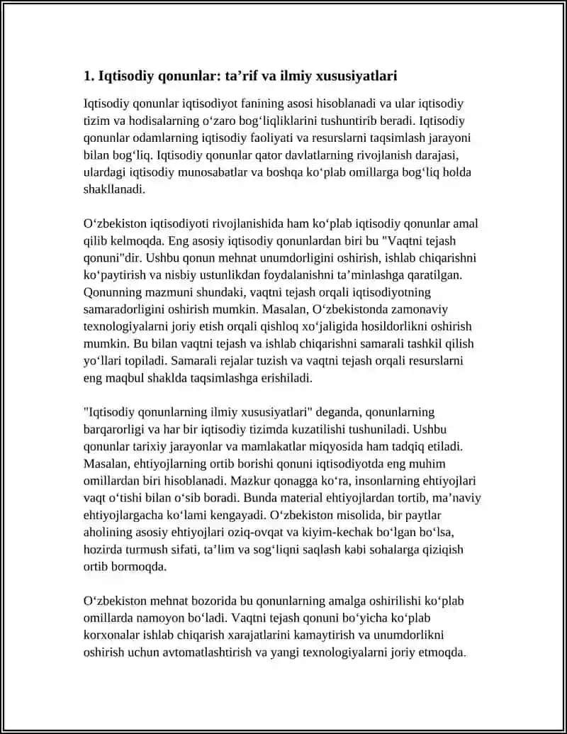 IQTISODIYOT QONUNLARNING AMAL QILISH XUSUSIYATLARINI YORITIB BERING 4