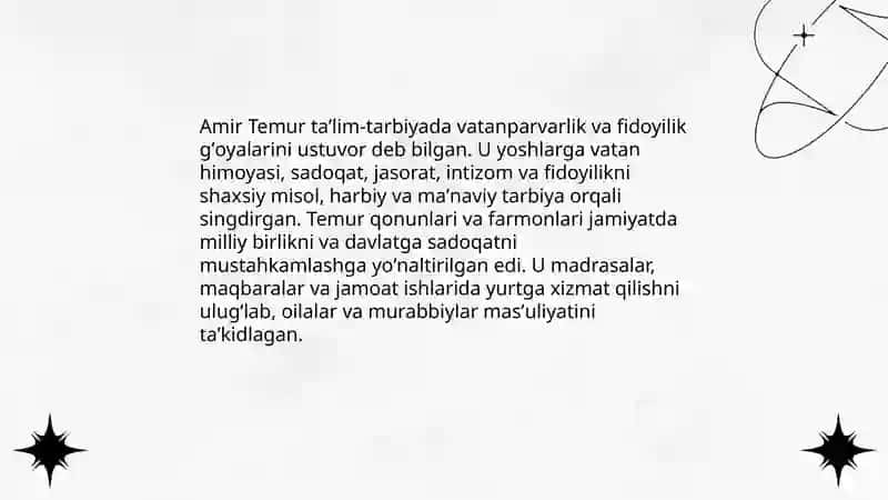 Amir Temur oʼgitlarining tarbiyaviy ahamiyati 4