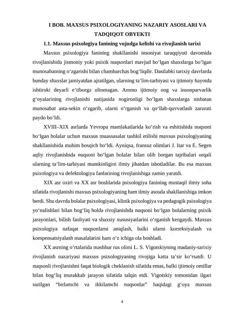 Maxsus psixologiya: asosiy yo‘nalishlari va tadqiqod obekti 4