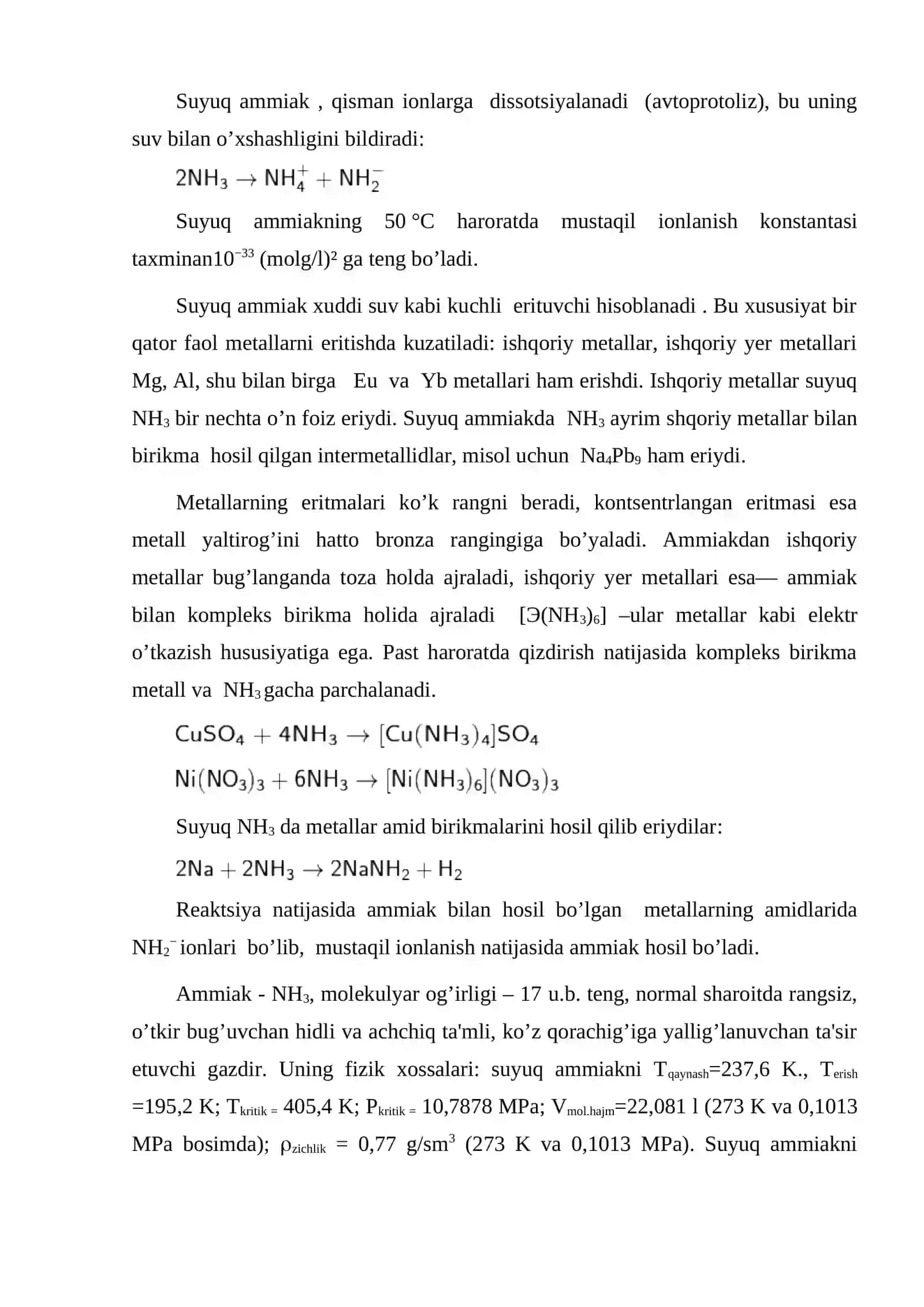 AMMIAKNI HUSUSIYАTLARI VA IShLAB ChIQARISh ASOSLARI 4