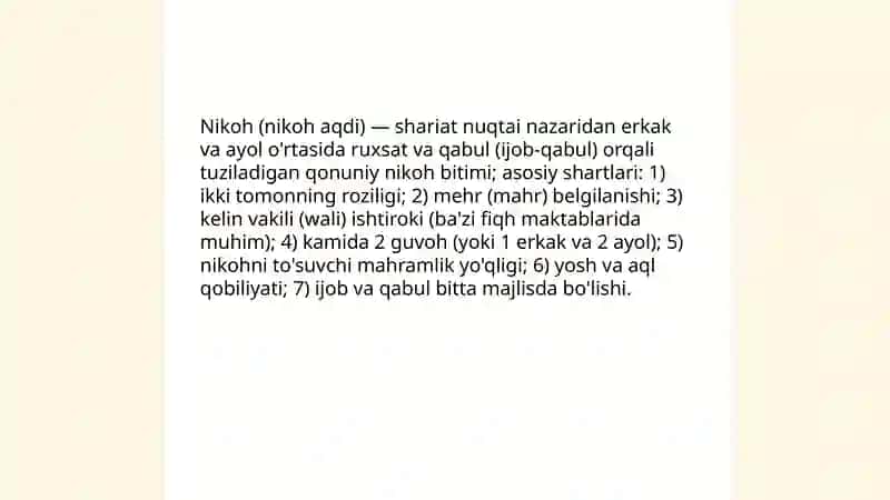 Islom huquqshunosligida oila, nikoh, taloq, idda, zihor tushunchalarini taʼriflash va taqdimot tayyorlash 4