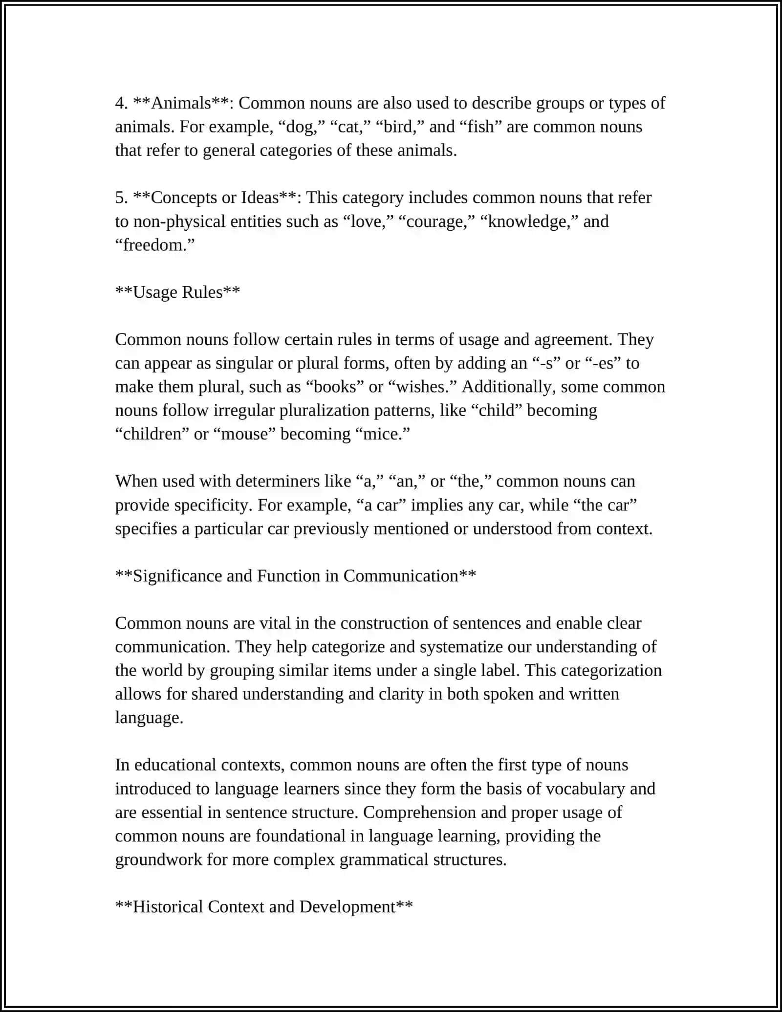 Definition and Characteristics of Common Nouns in the English Language 4