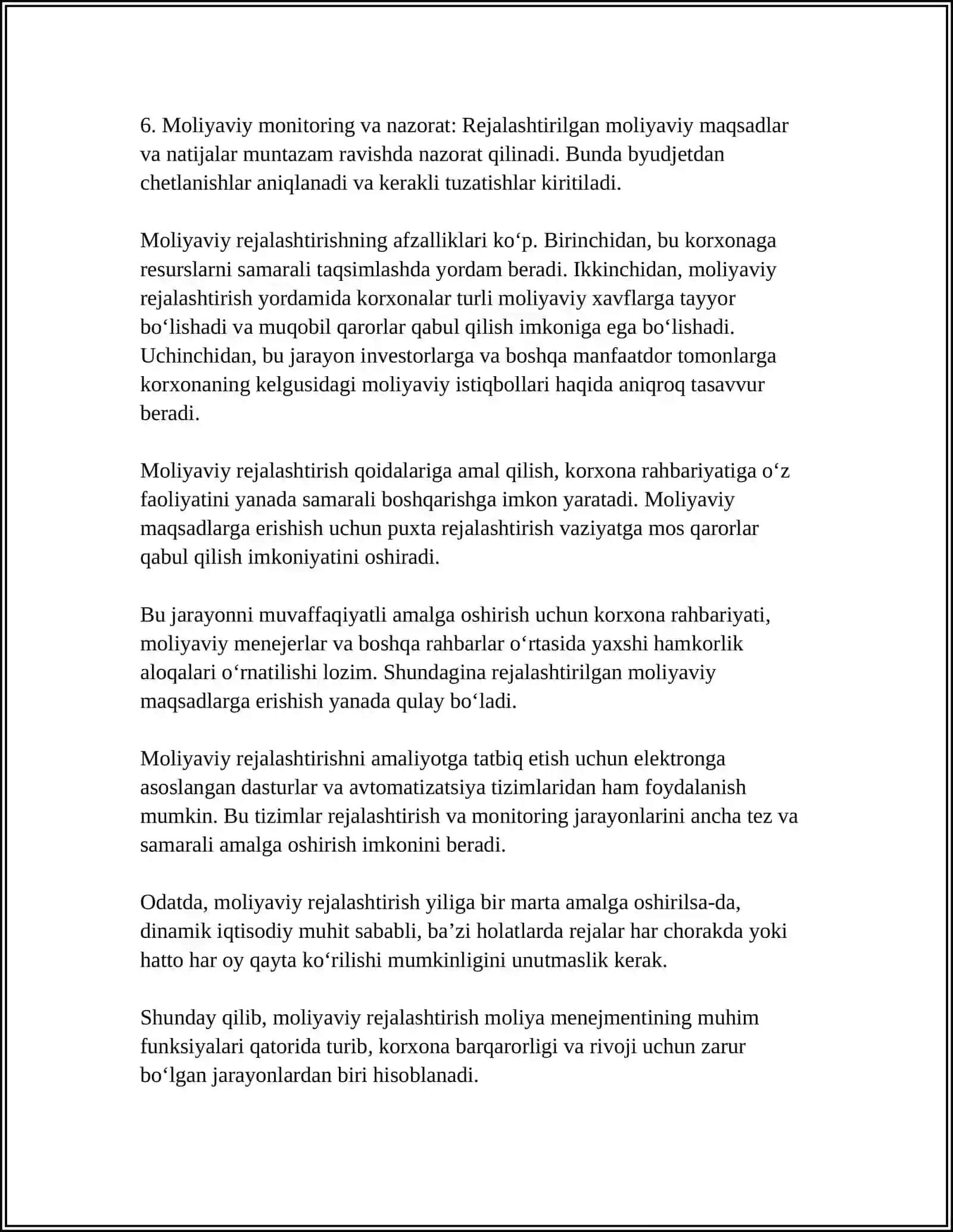 Moliya Menejmentining Asosiy Funktsiyalari 4