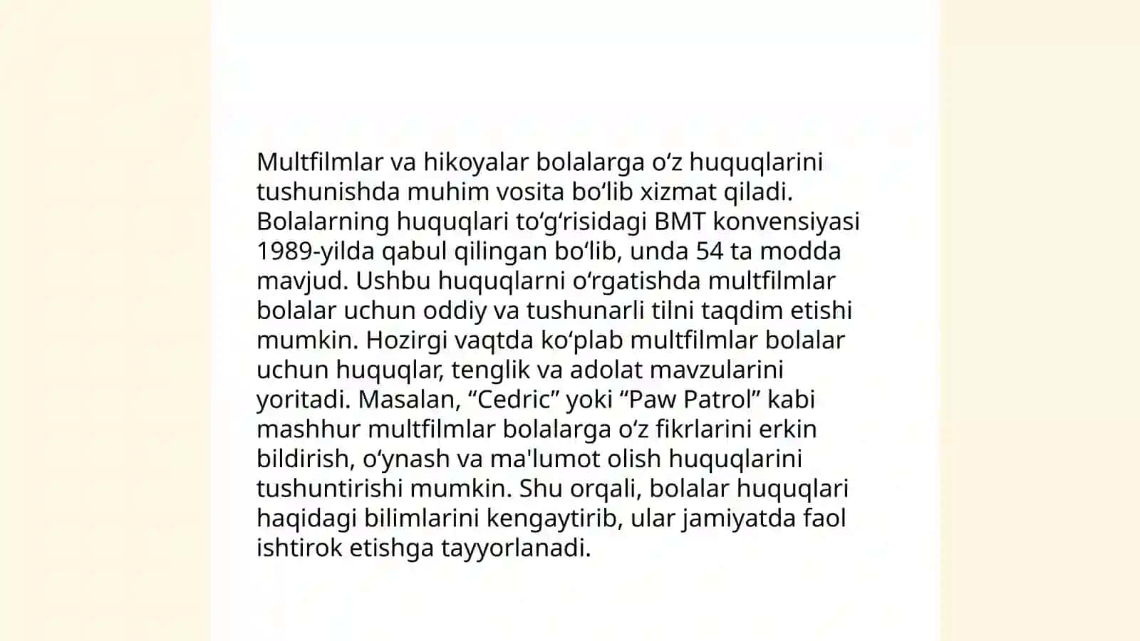 Bolalarga kichik yoshdan huquqlarini órgatish usullari 4