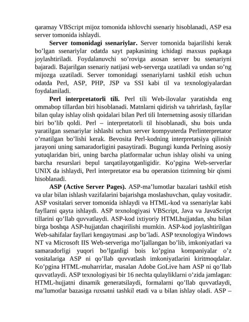 Web dasturlash texnologiyalari, ssenariyli tillar “Mijoz-server” texnologiyasi 4