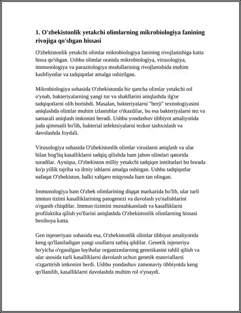 MIKROBIOLOGIYA, VIRUSOLOGIYA, IMMUNOLOGIYA, PARAZITOLOGIYA MODULINI RIVOJLANISHIGA HISSA QO'SHGAN O'ZBEKISTONLIK YETAKCHI OLIMLAR 4