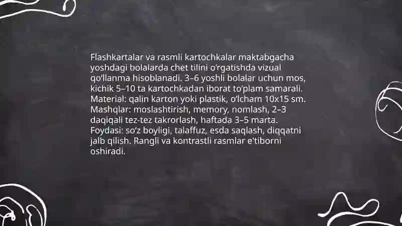 Maktabgacha yoshdagi bolalarga chet tilini o'rgatish vositalari 4