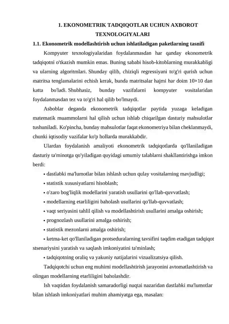 Ekonometrik tadqiqotlar uchun axborot texnologiyalari 4