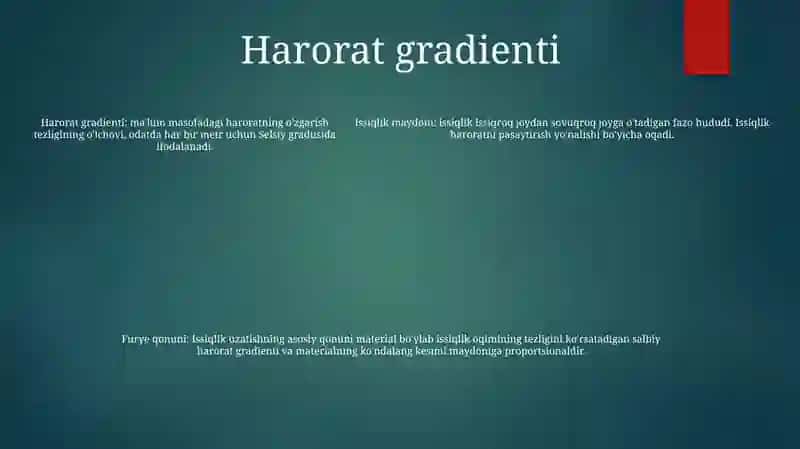 Xarorat Maydoni, Xarorat Gradienti, Fure Qonuni 4