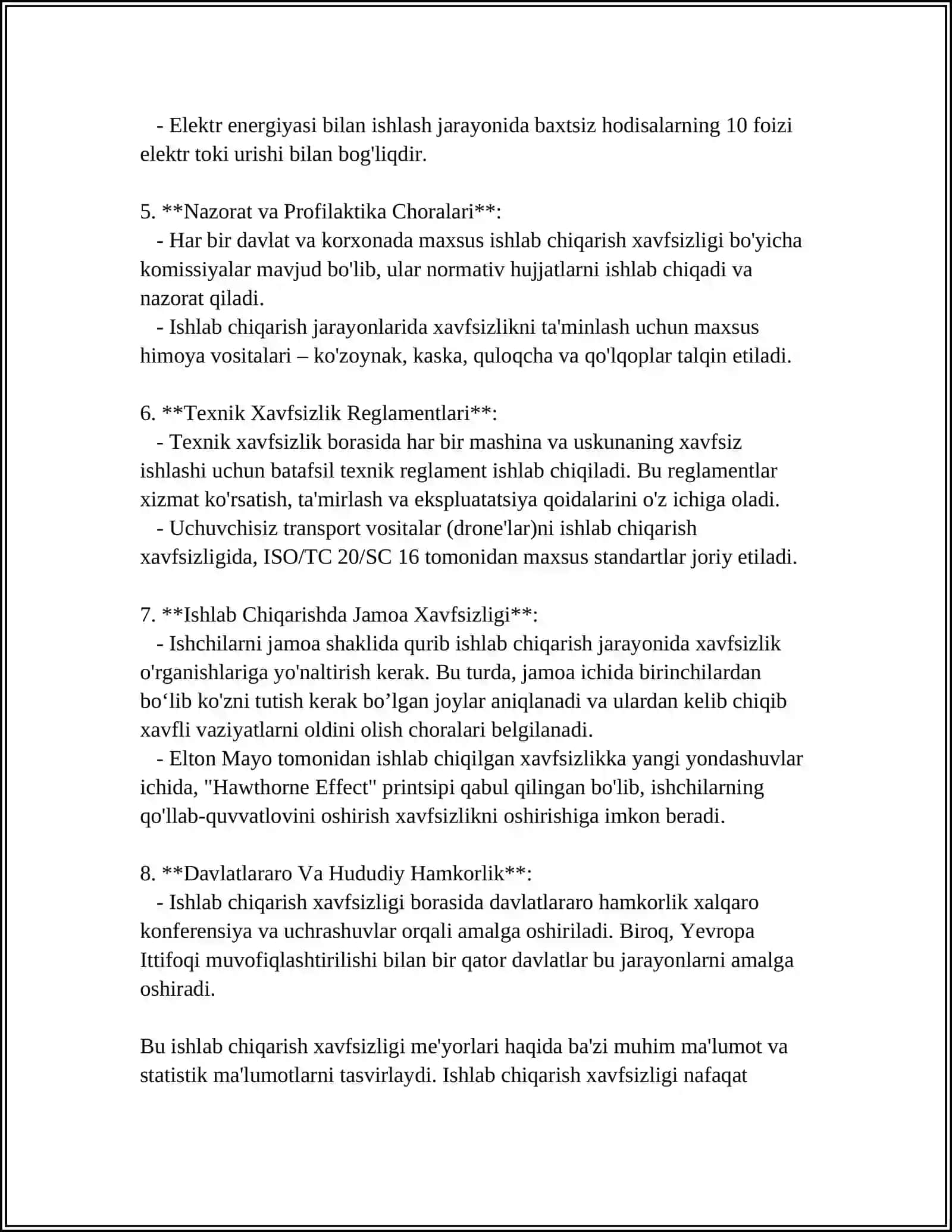 MASHINA VA MEXANIZMLAR UCHUN TEXNIKA XAVFSIZLIGI TALABLARI KELTIRILADGAN MEYORIY HUJJATLAR TIZIMI 4