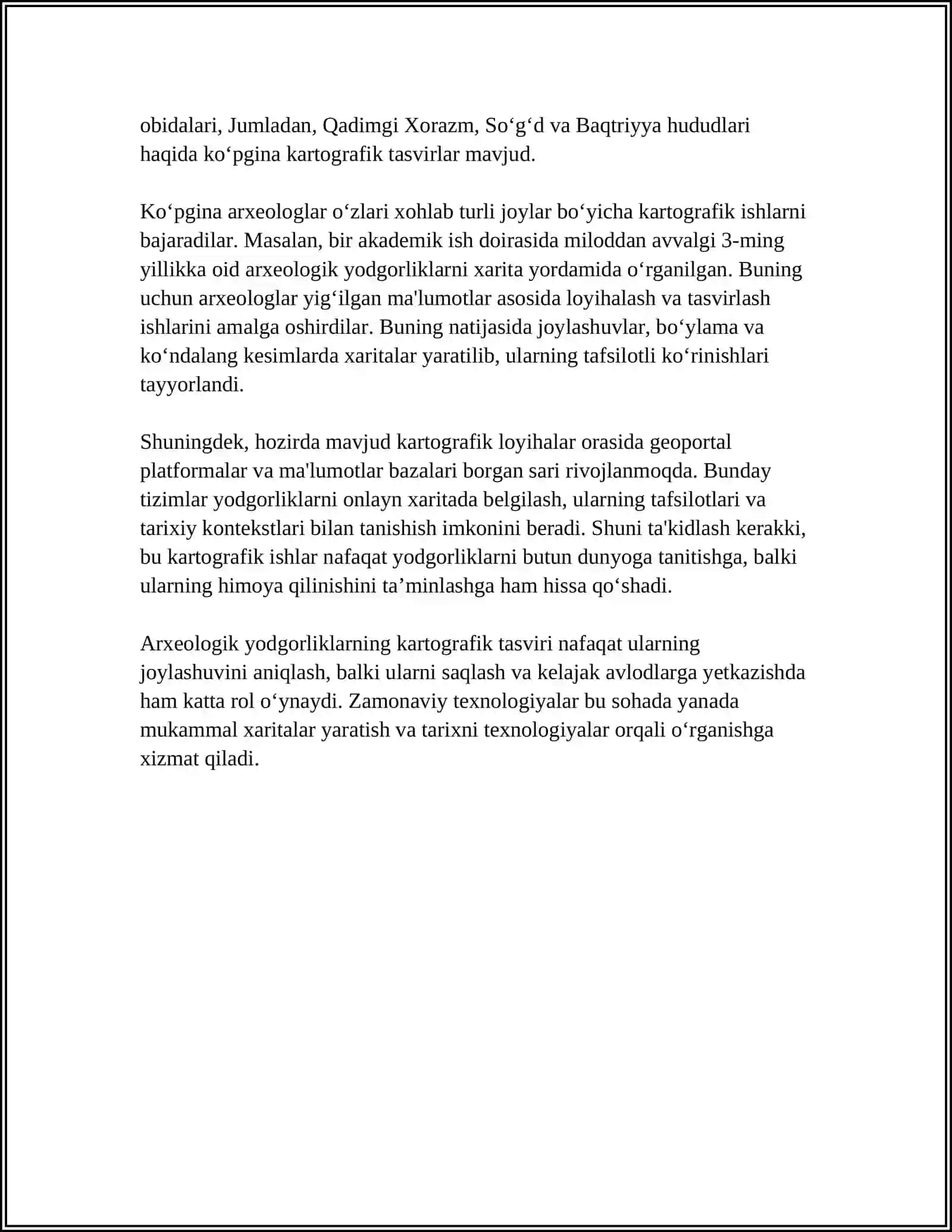 ARXEALOGIK YODGORLIK XARITASIDAGI ELEMENTLAR USTIDA ISHLASH 4