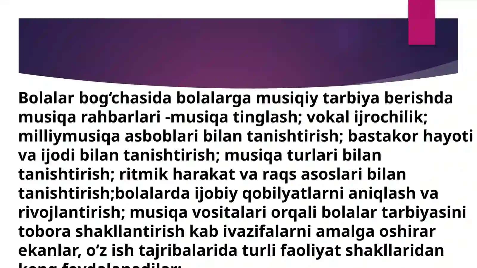 Musiqa mashg'ulotlarini tashkil etish va rejalashtirish 4