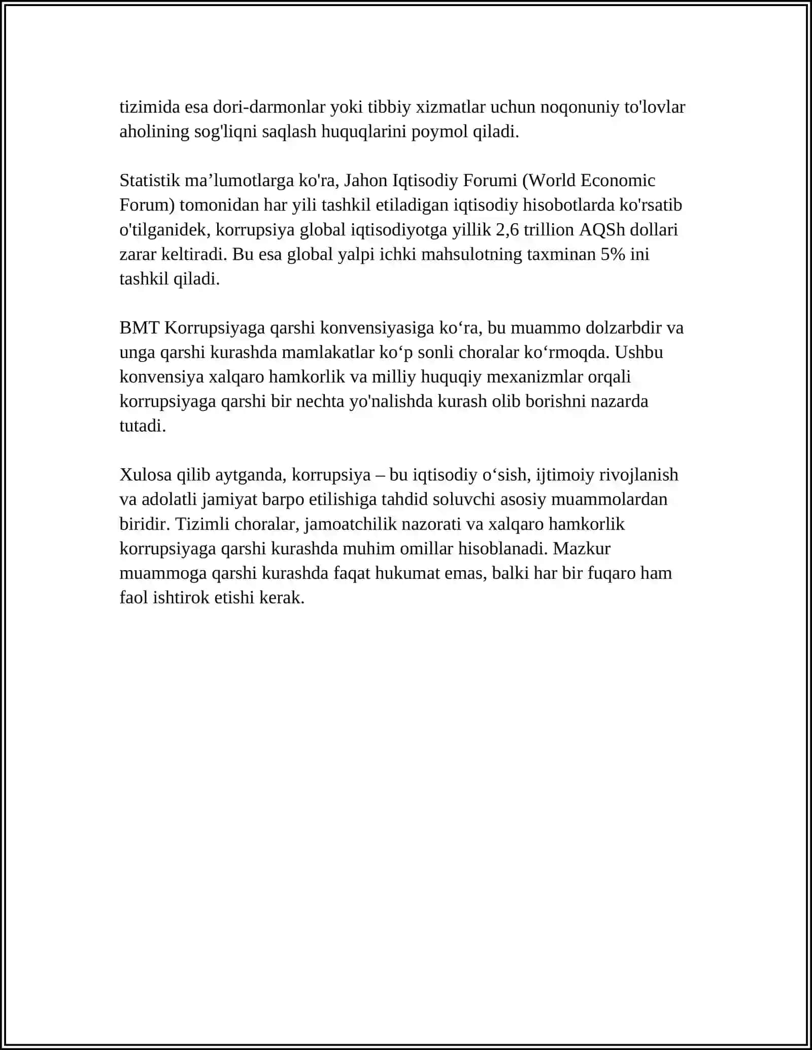 O'ZBEKISTON RESPUBLIKASINING KORRUPSIYAGA QARSHI KURASHISH SOHASIDAGI QONUNNING MAZMUN MOHIYATI 4