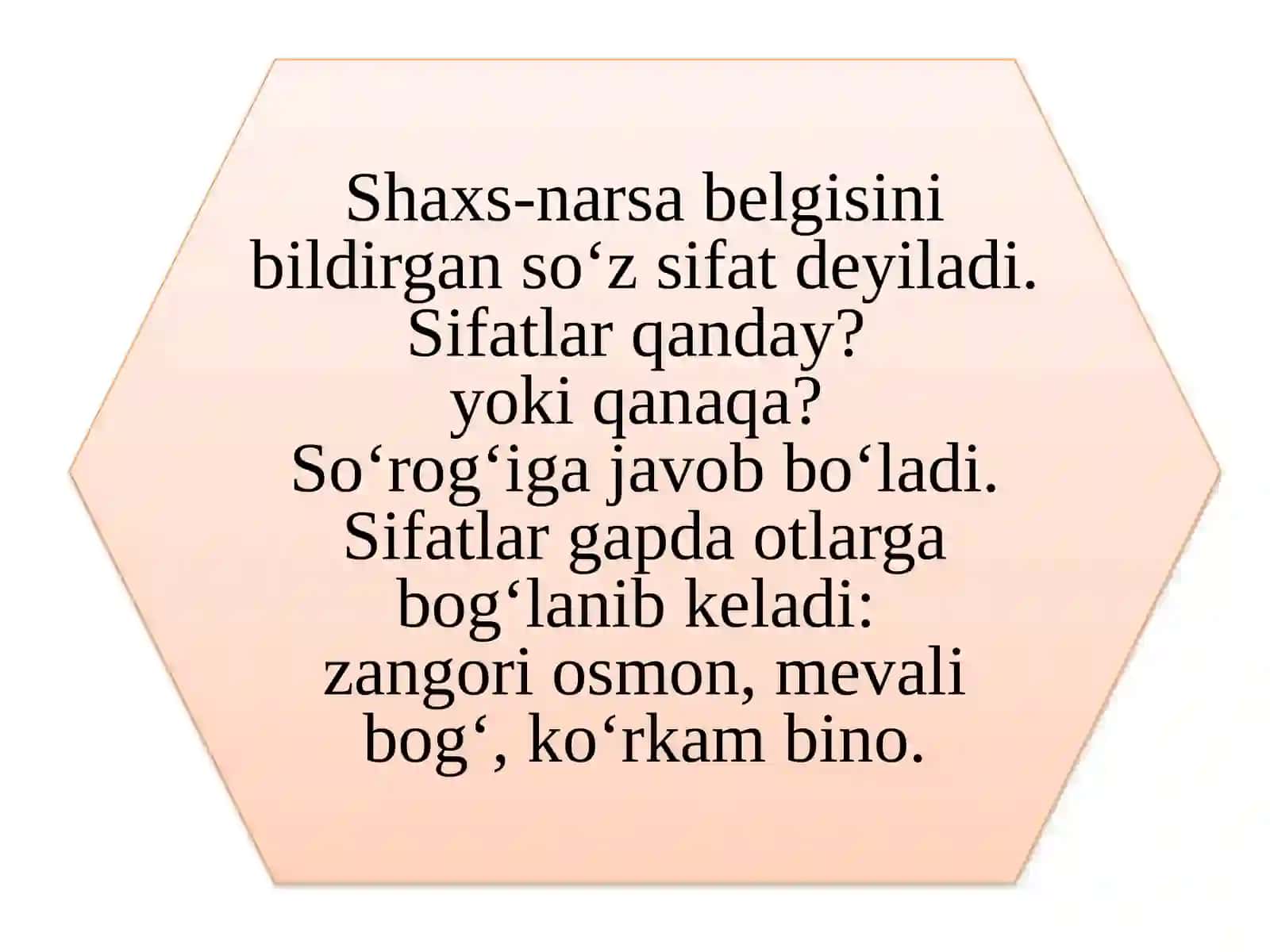 3-sinf Ona tili Sifatning qanday qanaqa so'roqlarga javob berishi dars ishlanma 4