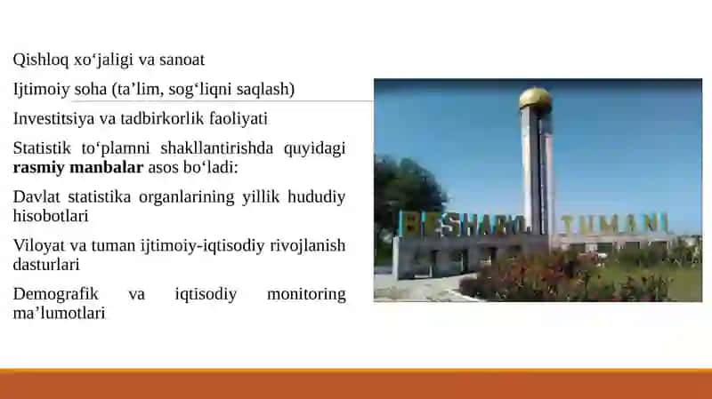 Beshariq tumaning 2015-2024 yillar uchun statistik to’plamni shakllantirish, uni dinamikasini tahlil etish 4