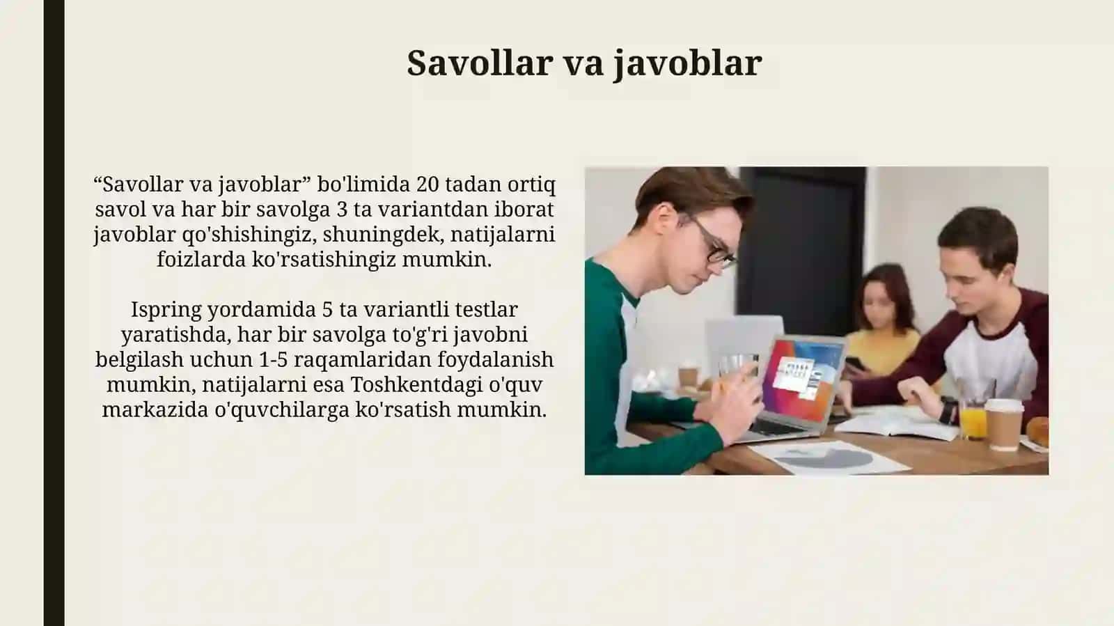 iSpring yordamida AT fanidan interaktiv testlar yaratish 4
