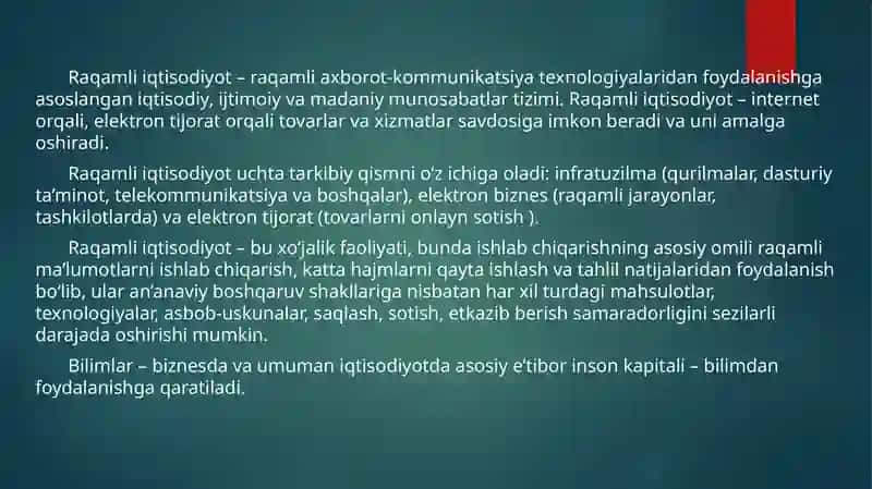 Raqamli Iqtisodiyotning rivojlantirishning zamonaviy konsepsiyalari 4