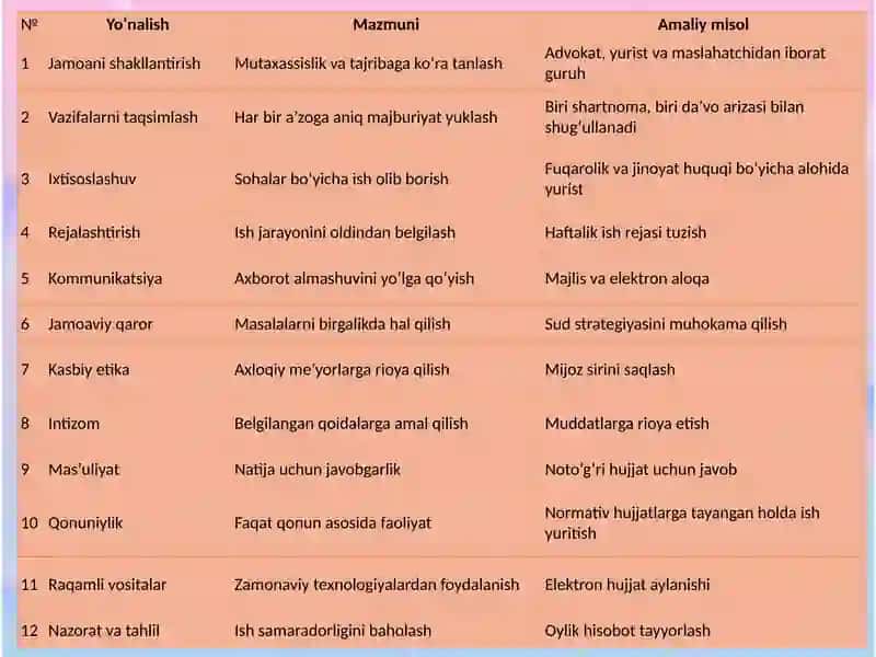Huquqshunoslarjamoasi ishini tushuntirish va talablar 4
