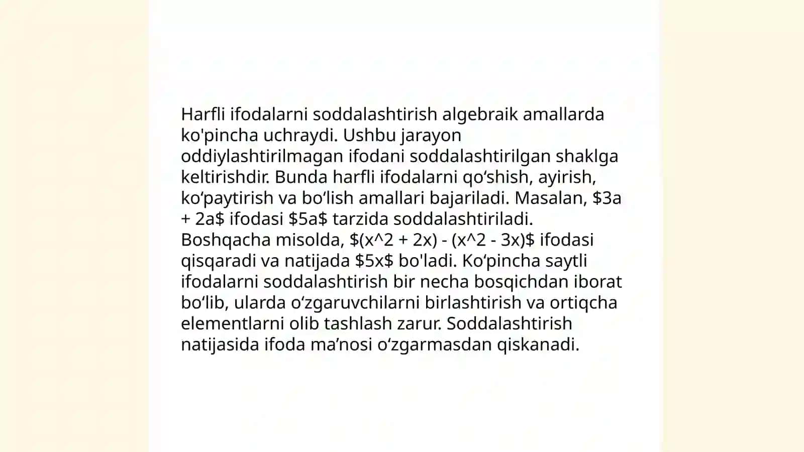 Sonli va harfli ifodalar. Tenglamalar 4