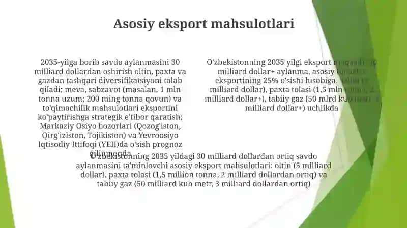 Ozbekiston 2035yildagi savdo aylanmasi 4