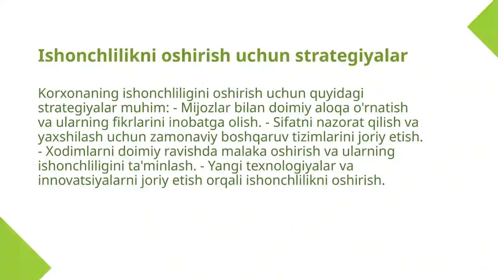 Korxonaning ishonchligini baholash 4