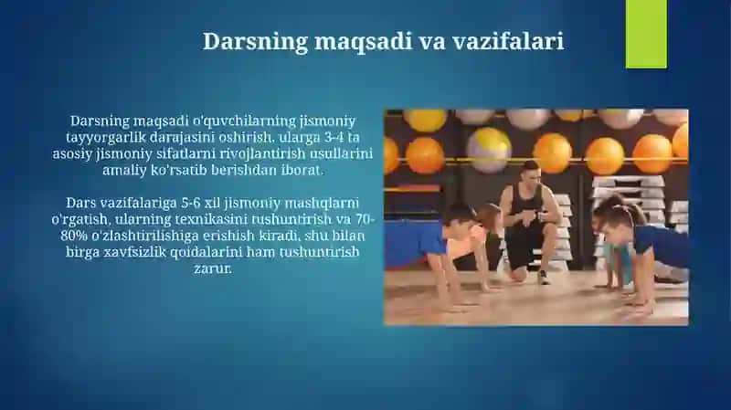 Jismoniy tarbiya darsini kuztish 4