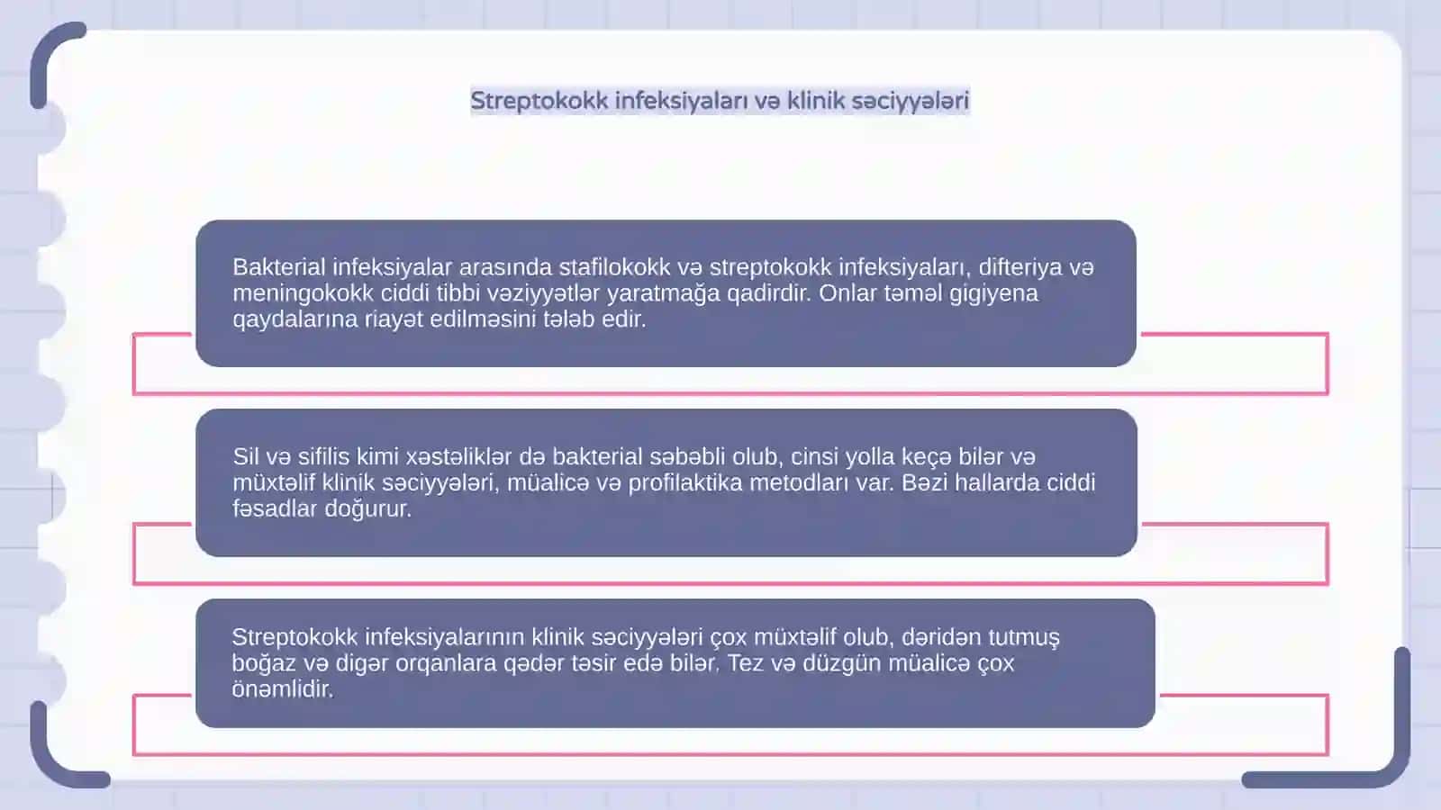 Bakterial infeksiyalar (Stafilokokk streptakokk infeksiyalari, difteriya, meningokokk infeksiyasi).Sil, sifilis 4