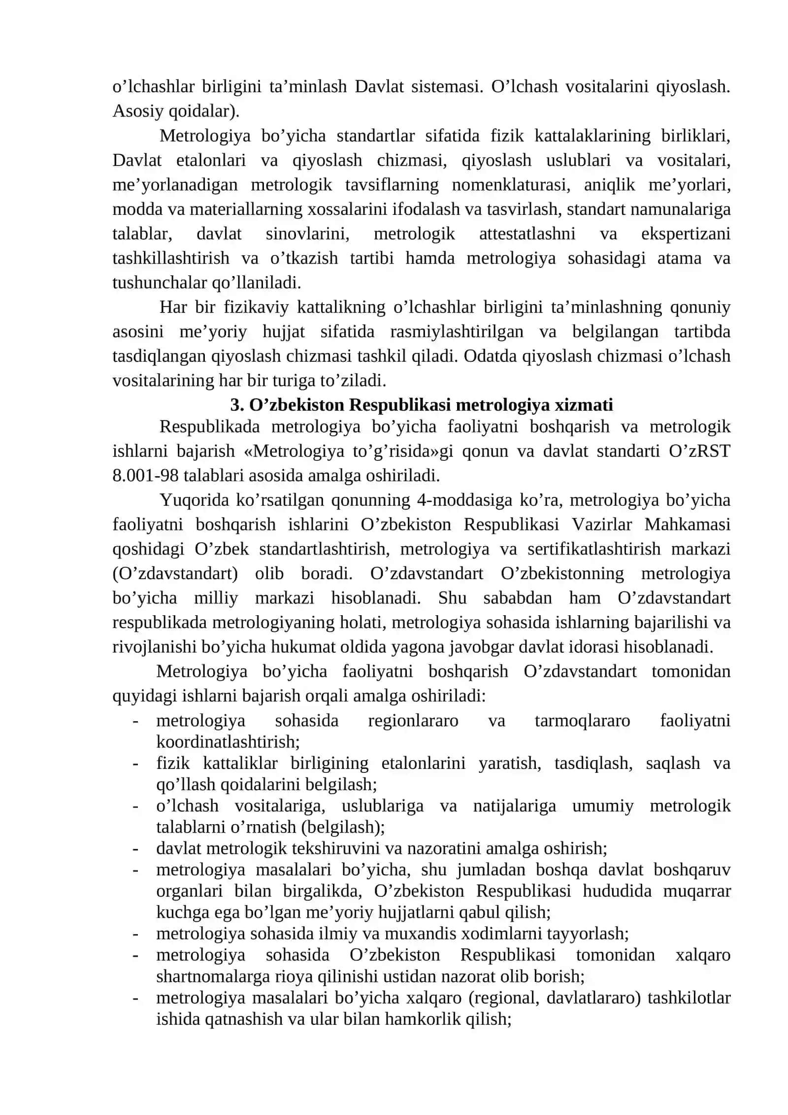 12-mavzu: Davlat metrologiya xizmati xaqida asosiy tushunchalar va ularning vazifalari 4