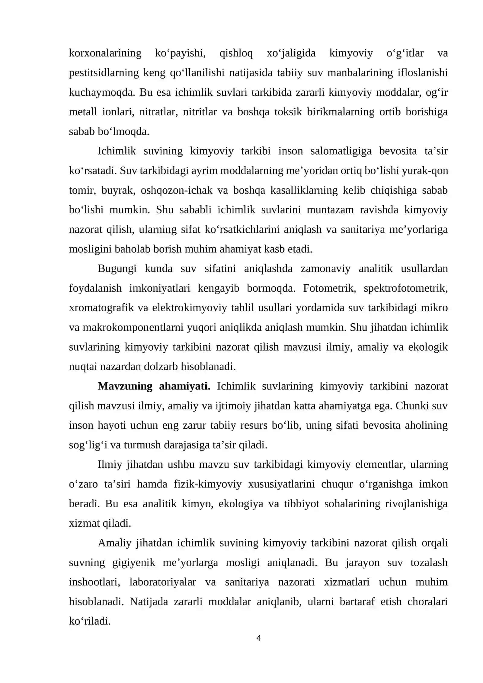 Ichimlik suvlarining kimyoviy tarkibini nazorat qilish 4