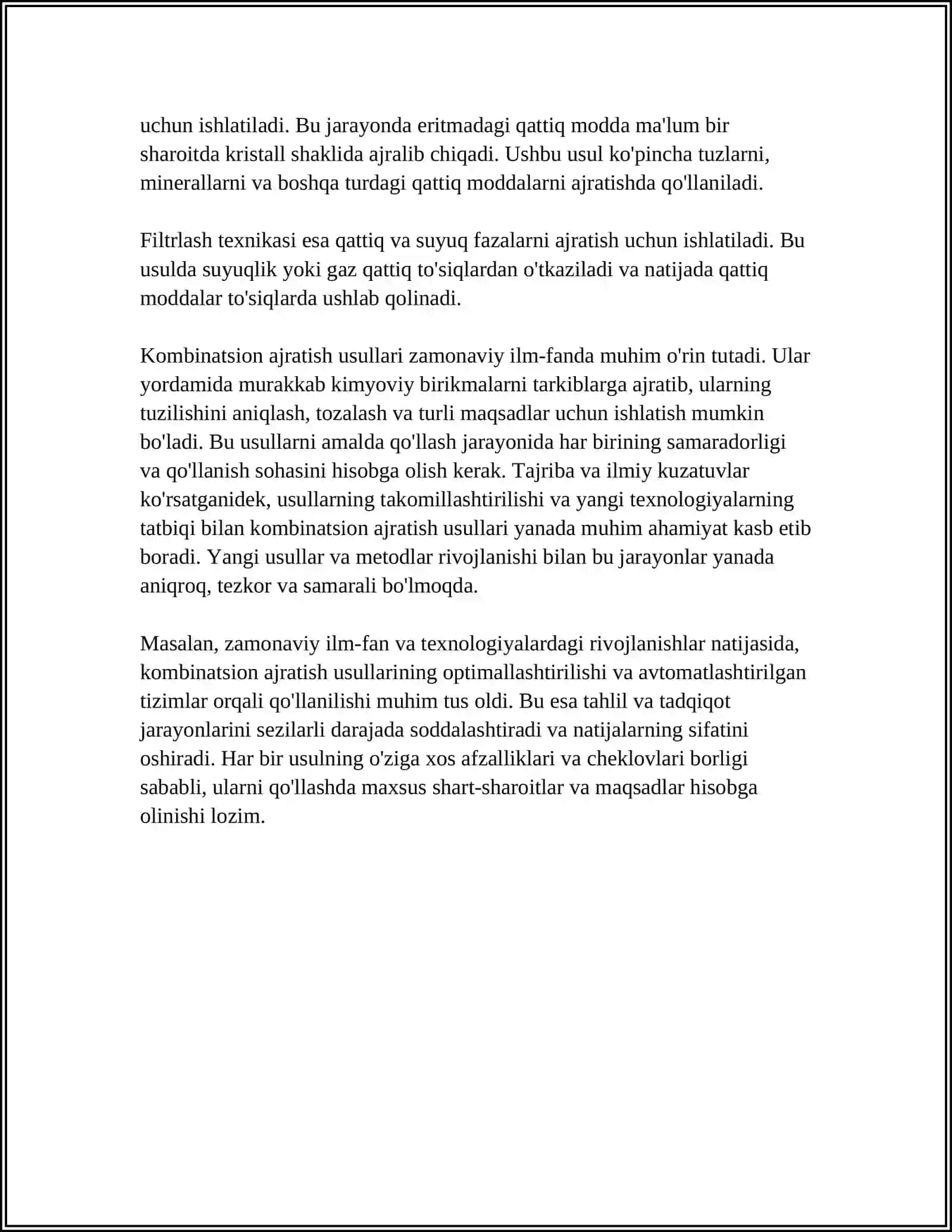 KANAL SIGNALLARINI AJRATISH USULLARI: KOMBINATSION AJRATISH USULI 4