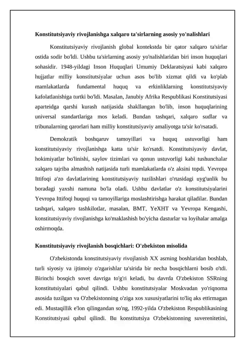 Konstitutsiyaviy rivojlanish: Global ta'sirlar va bosqichlar 4